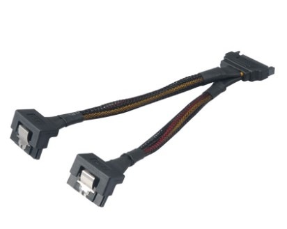 Kábel AKASA rozdvojka SATA 15cm čierny