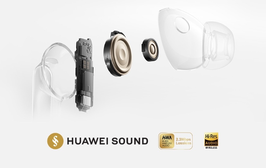 Detail konštrukcie slúchadiel Huawei FreeBuds Pro 5 s duálnymi meničmi a Hi-Res audiom