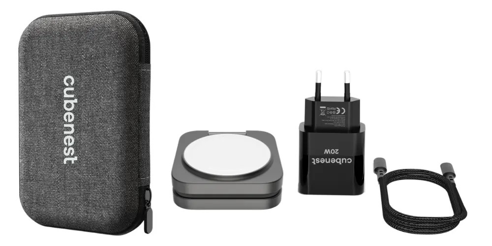 Bezdrôtová nabíjačka Cubenest S211 Pre 2v1 s podporou uchytenia MagSafe sivá