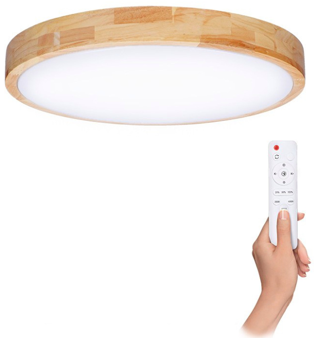 Stropné LED svietidlo Solight WO8010 60 W z masívneho duba s diaľkovým ovládaním