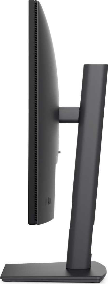 Monitor Dell Pro P2726H sivý Bočný pohľad na sivý monitor Dell Pro P2726H s tenkým panelom, vetracími otvormi po jeho okraji a centrálnym stojanom na plochej základni.