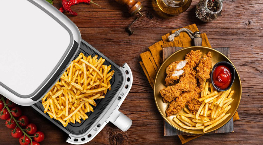 Fritéza teplovzdušná Salente HOTAIR-WH, 2 v 1 biela Fritéza teplovzdušná Salente HotAir 2v1, 4,3 l