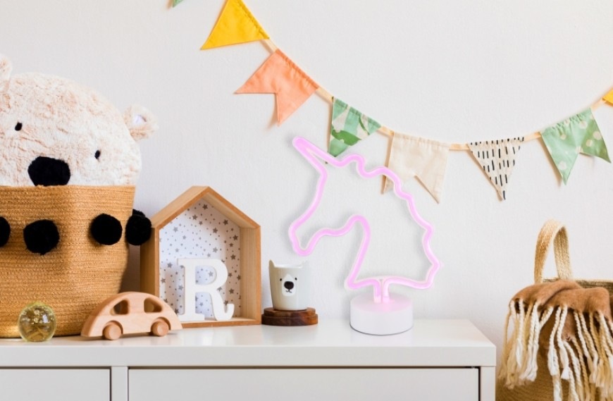 Stolná lampa GLOBO neon Unicorn II biela Stolová LED lampička GLOBO neón Unicorn II v detskej izbe