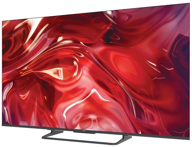 Televízor Haier H50S85GUX televízia haier s červenou farebnou štruktúrou na obrazovke