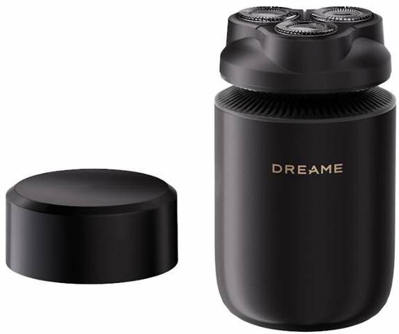 Čierny holiaci strojček Dreame S7 All-Skin s ochranným krytom hlavice na bielom pozadí