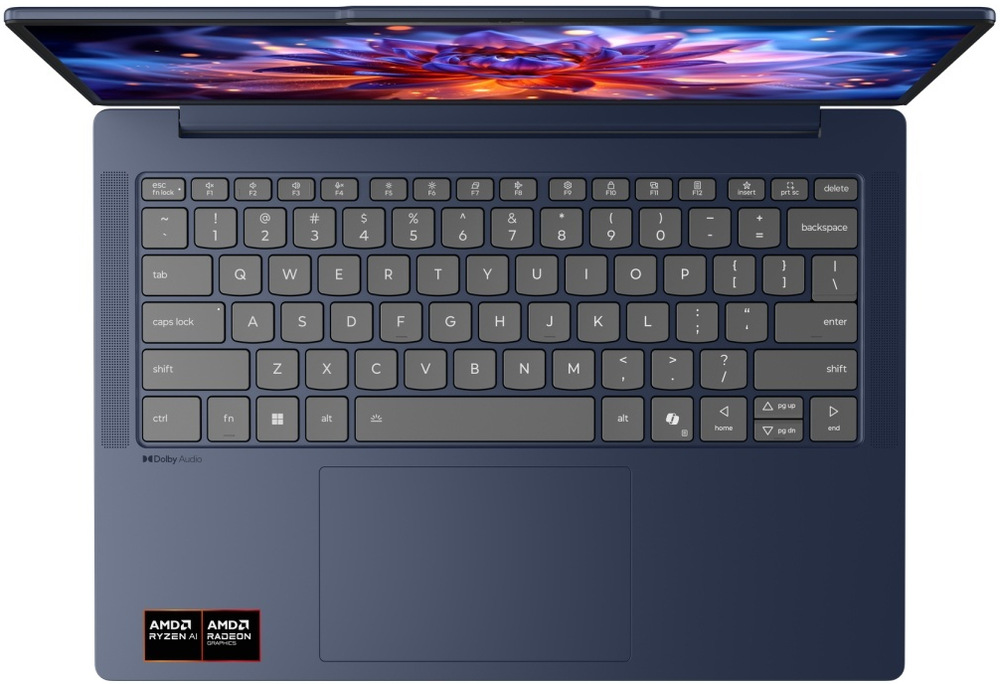 Notebook Lenovo IdeaPad Slim 5 14AGP11 modrý Pohľad zhora na klávesnici notebooku IdeaPad Slim 5″ width=