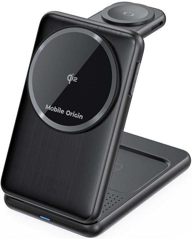 Bezdrôtová nabíjačka Mobile Origin PW8 3in1 Foldable Qi2 - čierna