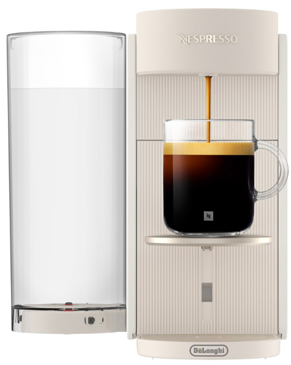 Kapsulový kávovar De'Longhi Nespresso Vertuo Up Bundle ENW200.WAE biele Detail prípravy kávy v DeLonghi Nespresso Vertuo Up Bundle ENV200.WAE s viditeľnou cremou