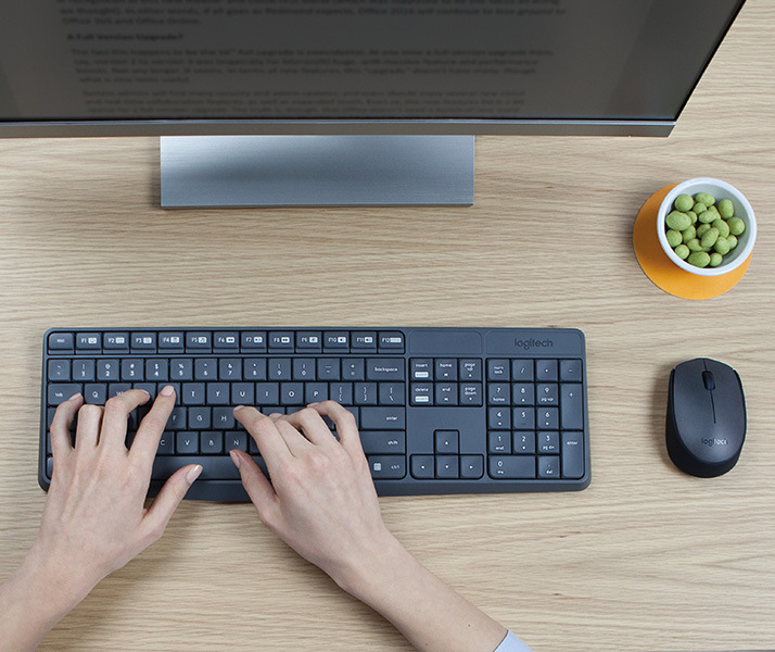 Klávesnica s myšou Logitech Wireless Combo MK235, CZ sivá