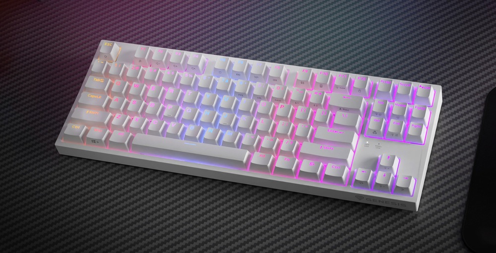 Klávesnica Genesis THOR 404 TKL, RGB, US layout, Gateron Yellow Pro biela Genesis THOR 404 RGB US Gateron Yellow Pro