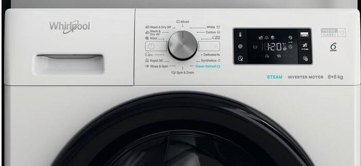 Práčka/sušička Whirlpool FFWDB 864349 BV EE, biela, prehľadný displej