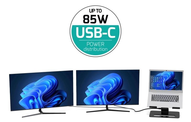 Dokovacia stanica PORT CONNECT 2v1 USB-C Notebook Stand, 2x4K čierna Dokovacia stanica PORT CONNECT 2v1 USB-C Notebook Stand, 2x4K čierna
