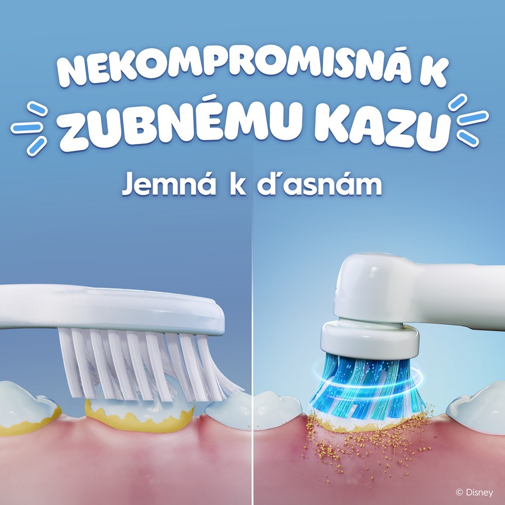 Zubná kefka Oral-B PRO 3 Kids Lion King Porovnanie čistenia bežnou zubnou kefkou a kefkou Oral-B Pro Kids Lion King.