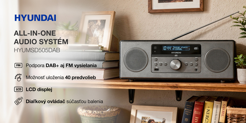 Mikro HiFi systém Hyundai MSD505DAB čierny audio systém Hyundai MSD505DAB