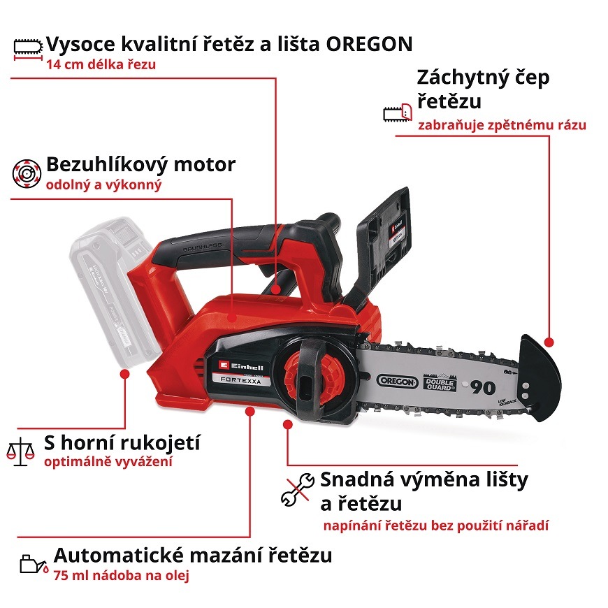 Píla reťazová Einhell Professional FORTEXXA 18/20 TH (bez batérie) 4600020