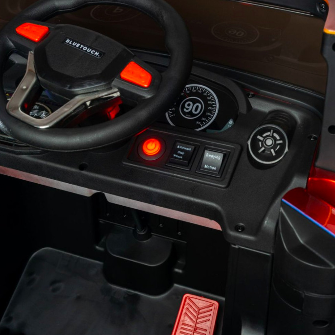 Elektrický nákladiak Bluetouch nákladní auto červený Palubná doska elektrického auta BLUETOUCH s volantom a ovládacími prvkami