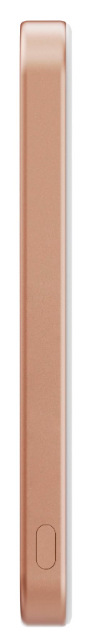 Powerbank Pitaka Sunset Qi2 5000 mAh červený/oranžový Bočný profil powerbanky Pitaka Sunset Qi2 ukazujúci tenké telo a ovládacie tlačidlo