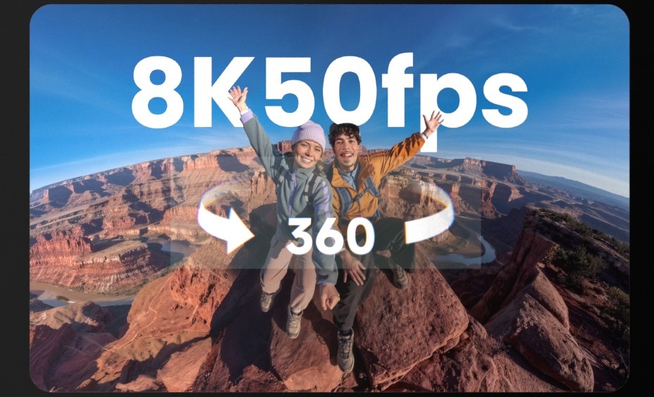 Outdoorová kamera Insta360 X6 Essentials Bundle čierna Kamera Insta360 X6 natáča 360° video v rozlíšení 8K pri 50 snímkach za sekundu