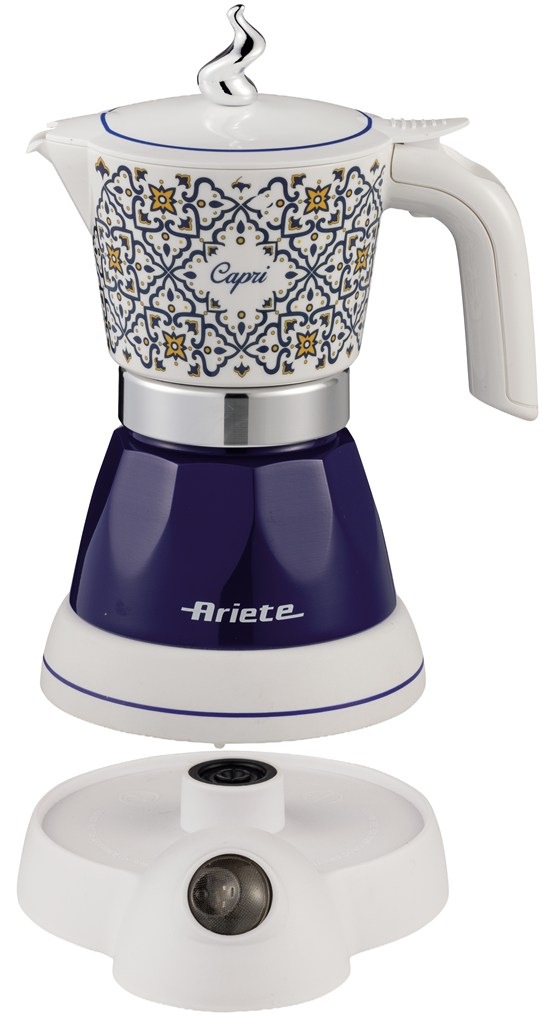 Moka kanvica Ariete Capri ART 1358/CA biely/modrý Otočná základňa kanvice Moka.