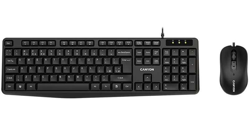 Klávesnica s myšou Canyon CNE-CSET1, 1000 DPI, USB, CS, vodeodolná čierna Canyon CNE-CSET1 (CNE-CSET1)