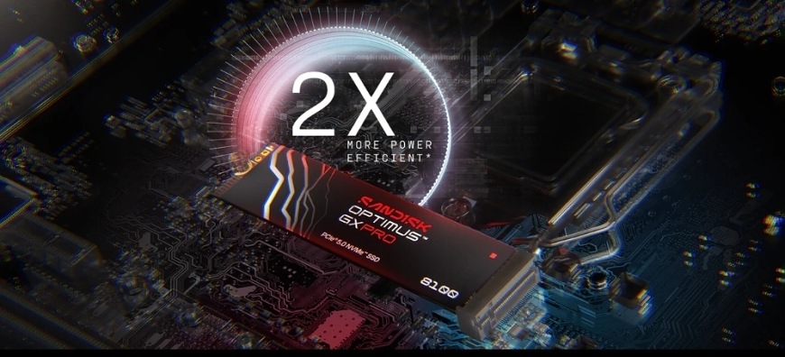 SSD SANDISK Optimus GX PRO 8100 1 TB - PCIe 5.0 (NVMe) čierny SSD SANDISK Optimus GX PRO 8100 s grafikou zvýšenej energetickej efektivity