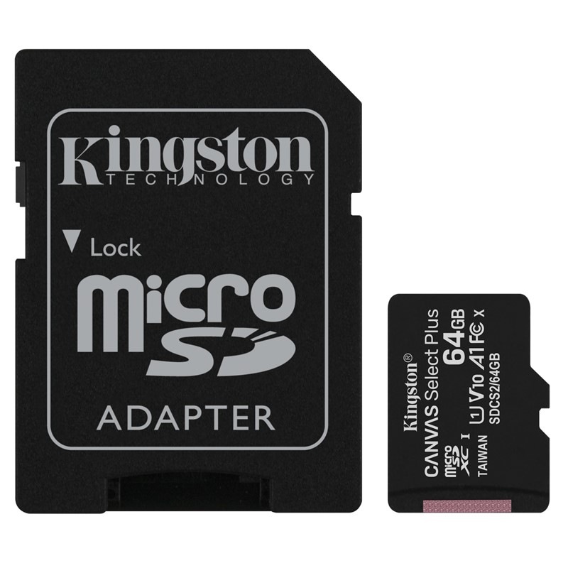 Pamäťová karta Kingston Canvas Select Plus MicroSDXC 64GB UHS-I U1 (100R/10W) + adapter