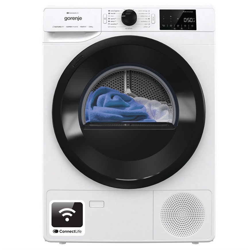 Sušička bielizne Gorenje G400 DPNE82/GNLWIFI biela Sušička bielizne Gorenje DPNE82GNLWIFI, biela, funkcia DrySync (synchronizácia s práčkou)