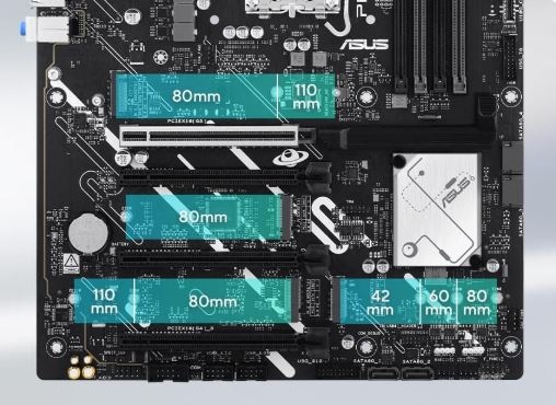 Základná doska Asus PRIME Z890-P v detaile s PCI slotmi