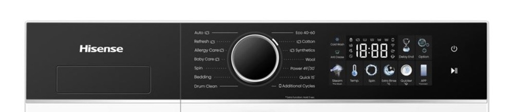 detail na ovládaci panel práčky Hisense WF3I8043BWF