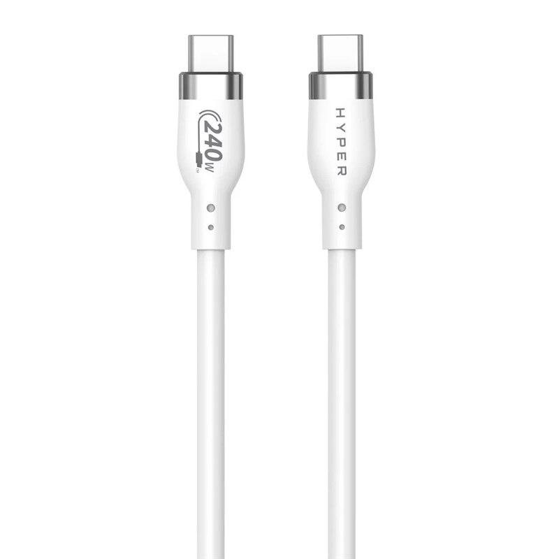 Kábel Hyper Silicone 240W, USB-C / USB-C, 2 m biely
