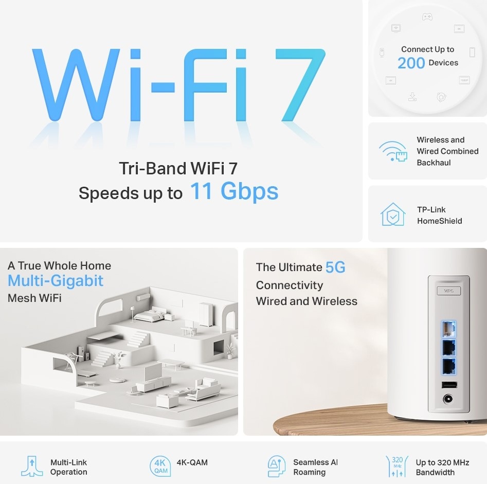 Kompletný Wi-Fi systém TP-Link Deco BE65 Pro (1 ks) biely Kompletný Wi-Fi systém TP-Link Deco BE65 Pro (1 ks) biely