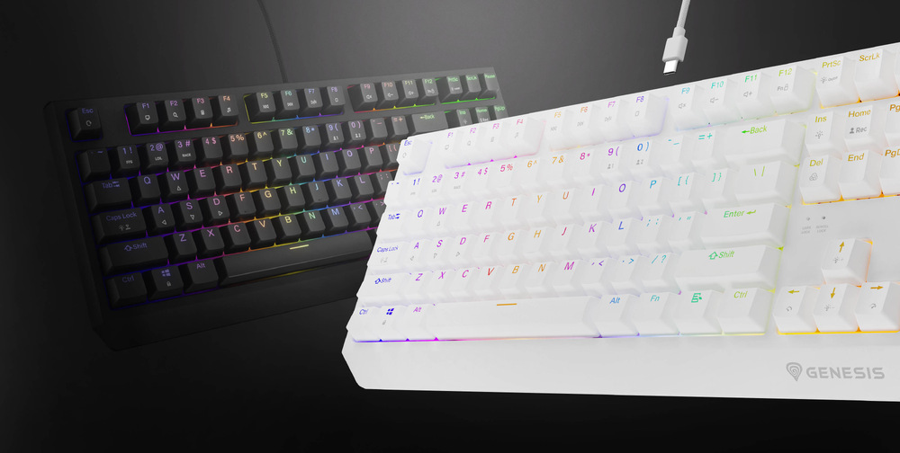 Klávesnica Genesis THOR 230, TKL, RGB, Outemu Panda, US layout, modro-šedá, čierna Genesis THOR 230 TKL RGB Outemu Panda US (NKG-2163) Naval Blue Positive