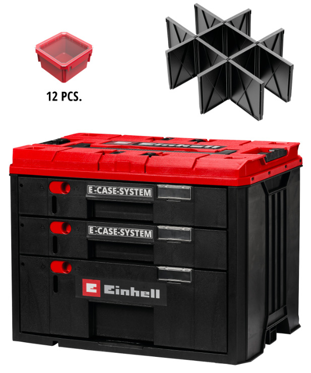 Box na náradie Einhell Expert E-Case 4540047 Sada 12 triediacich boxov s viečkami a plastové prepážky pre veľkú zásuvku kufra Einhell E-Case