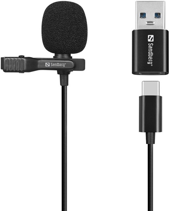 Mikrofón Sandberg Streamer Clip USB - čierny