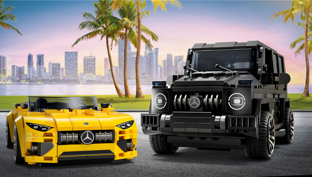 Stavebnica LEGO® Speed Champions 76924 Mercedes-AMG G 63 a Mercedes-AMG SL 63 Dve odlišné siluety a množstvo detailov premenia oba modely v zaujímavú dvojicu vhodnú aj na vystavenie.
