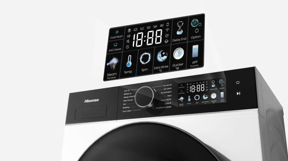 Detail na farebný TFT displej sušičky Hisense DH3I802BWCD