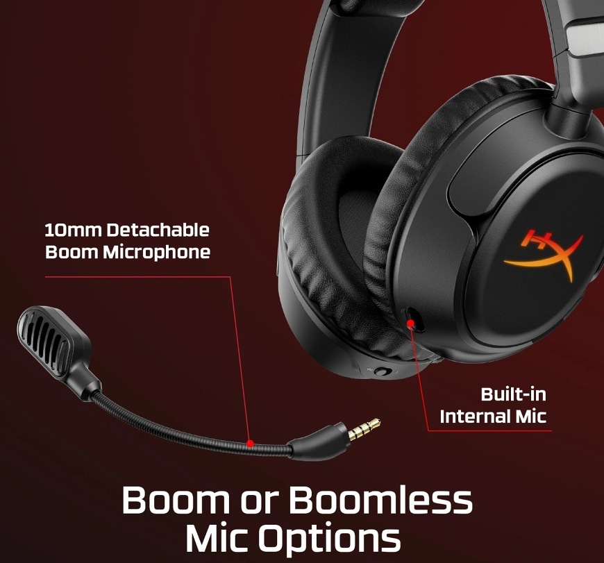 Headset HyperX Cloud Flight 2 Wireless čierny Odnímateľný boom mikrofón a vstavaný mikrofón