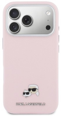 Kryt na mobil Karl Lagerfeld PU Karl and Choupette Heads Pins MagSafe na Apple iPhone 17 Pro Max - ružový