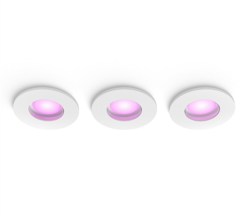 Celkový pohľad na vstavané biele svietidlá Philips Xamento Hue