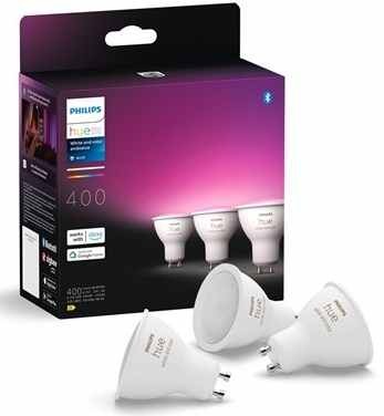 Sada 3 šikovných žiaroviek Philips Hue GU10.