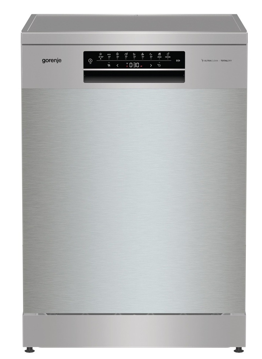 Predný pohľad na umývačku riadu Gorenje EWW2117366 (GS673C60X) v striebornom prevedení