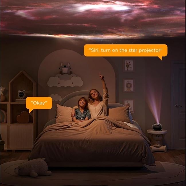 Projekcia nočnej oblohy s Govee Galaxy Light Projector 2 Pro