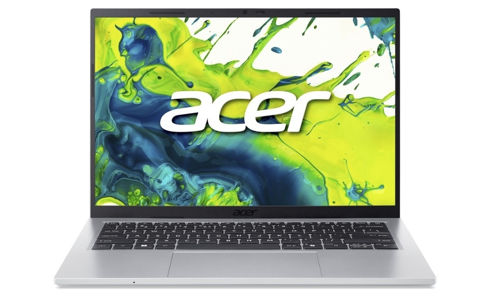 Notebook Acer Aspire Go 14 (AG14-72P-50ZC) strieborný Otvorený a zapnutý notebook Acer Aspire Go 14 (AG14-72P-570S)