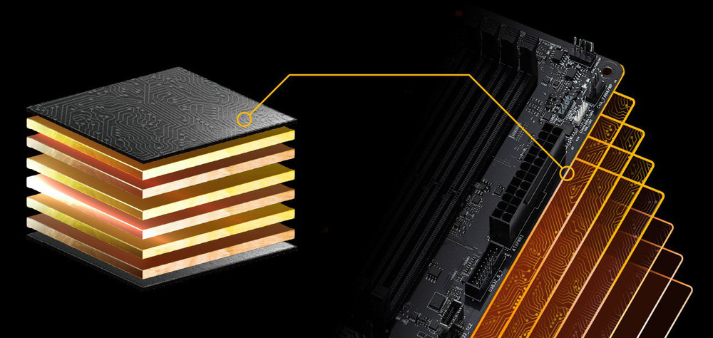Základná doska ASRock X870 PRO-A WIFI čierna Dosku ASRock X870 PRO-A WIFI tvorí osem vrstiev PCB