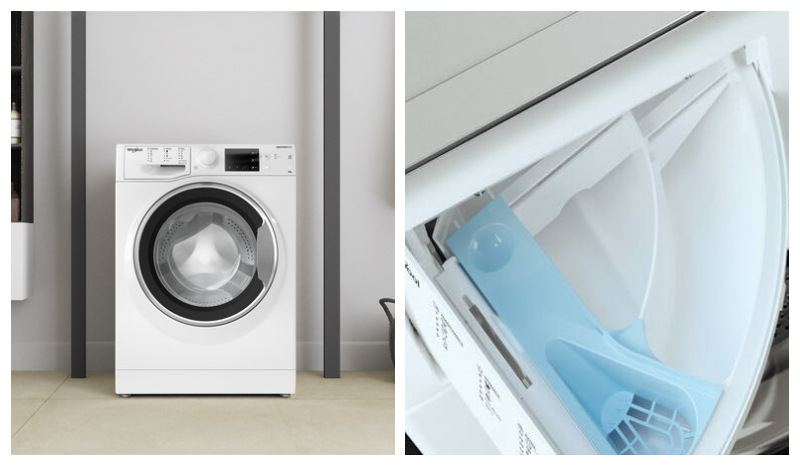 Vopred plnená úzka práčka Whirlpool Natis WRBSB 6249 W EU, biela, design