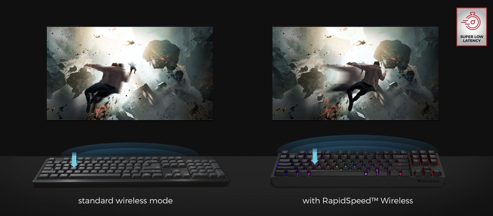 Klávesnica Genesis THOR 230, TKL, RGB, Outemu Red, bezdrôtová, US layout čierna Genesis THOR 230 TKL RGB Outemu Red US (NKG-2106)