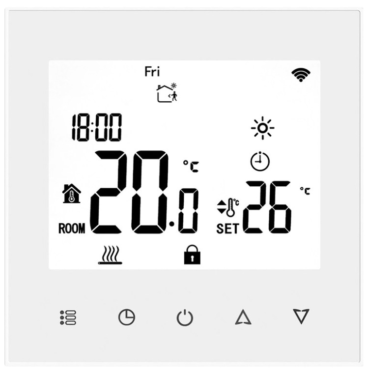 Chytrý priestorový termostat Elektrobock PT740W-NP WiFi pre riadenie vykurovania, biely