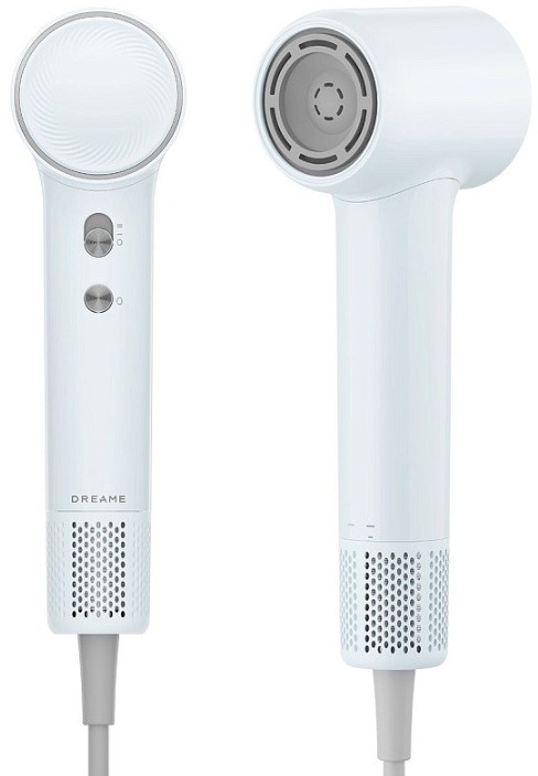 Detail ovládacích tlačidiel a ergonomického tela sušiča Dreame Hair Mini s minimalistickým dizajnom