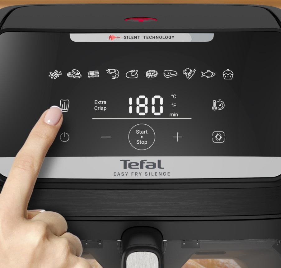 Fritéza teplovzdušná Tefal Easy Fry Silence EY8468E0, 7 l čierna Panel teplovzdušnej fritézy Tefal EY8468E0 Easy Fry Silence