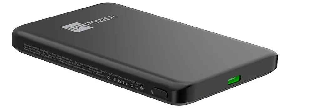 Powerbank ERPOWER Twiggy Qi2 10000 mAh čierna Powerbanka ERPOWER Twiggy Qi2 10000 mAh pre rýchle dobitie s výkonom 30 W